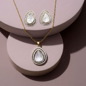 14kt Diamond Polki Pendant Set